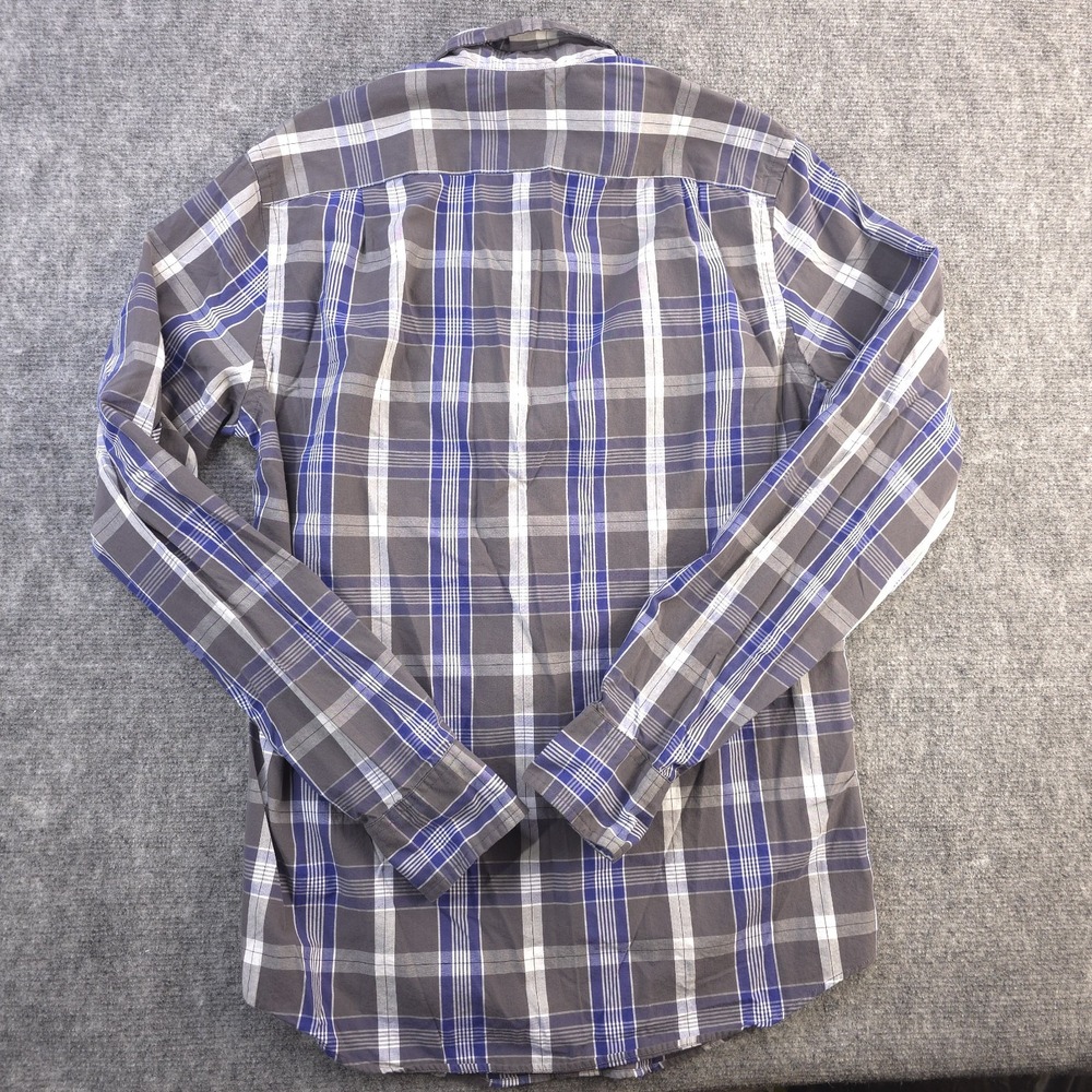J Crew Shirt Small Slim Fit Blue Gray Plaid Long Sleeve Button Down - Picture 7 of 8